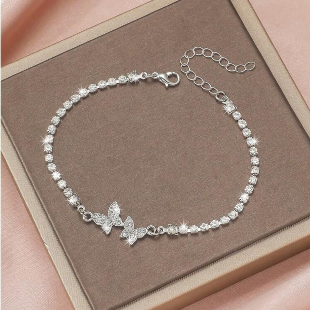 ⚠️Clearance Silver Rhinestone Butterfly Decor Bracelet SS